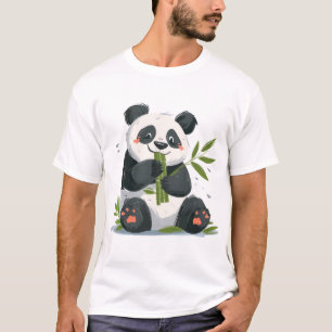 Camiseta Panda Comendo Bambu - Animal Minimalista