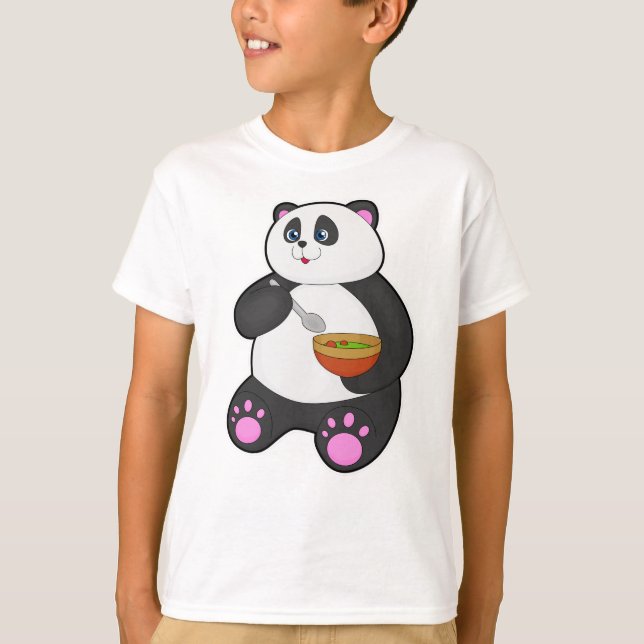 Camiseta Panda comendo com Spoon e Bowl (Frente)