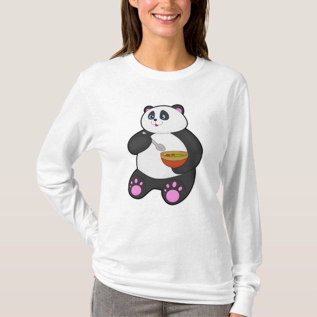 Camiseta Panda comendo com Spoon e Bowl (Frente)
