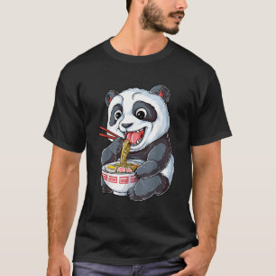 Camiseta Panda Comendo Ra Kawaii - Giant Japonês Noodle