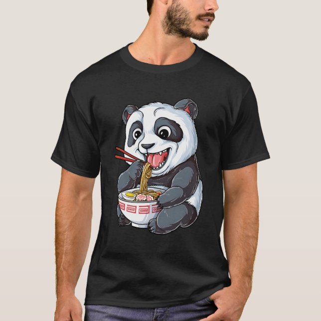 Camiseta Panda Comendo Ra Kawaii - Giant Japonês Noodle (Frente)