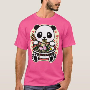 Camiseta Panda comendo Ramen Cute Kawaii Design