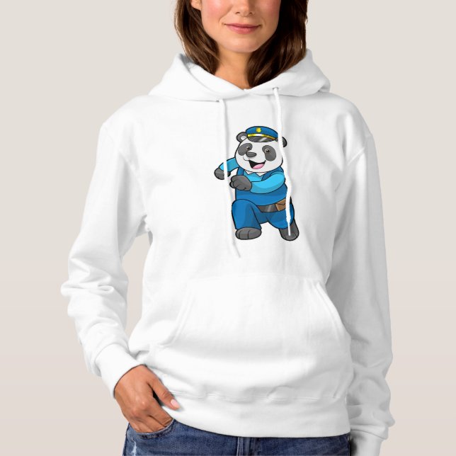 Camiseta Panda como agente da polícia com chapéu da polícia (Frente)
