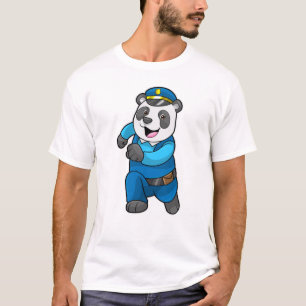 Camiseta Panda como agente da polícia com chapéu da polícia