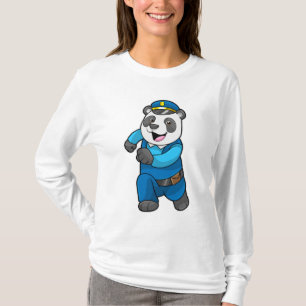 Camiseta Panda como agente da polícia com chapéu da polícia