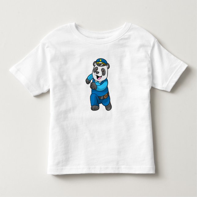 Camiseta Panda como agente da polícia com chapéu da polícia (Frente)