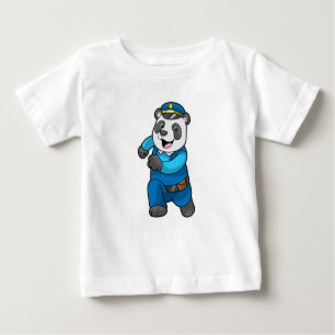 Camiseta Panda como agente da polícia com chapéu da polícia