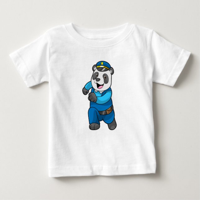 Camiseta Panda como agente da polícia com chapéu da polícia (Frente)
