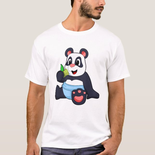Camiseta Panda como bebê com Bambus (Frente)