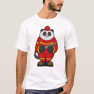 Camiseta Panda como bombeiro com mangueira