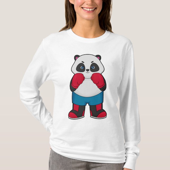 Camiseta Panda como Boxer com luvas "in a box" (Frente)