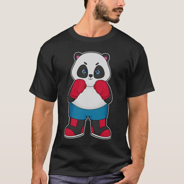 Camiseta Panda como Boxer com luvas "in a box" (Frente)