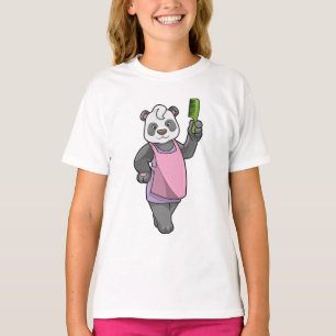 Camiseta Panda como cabeleireiro com Comb