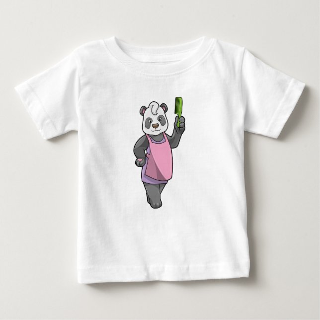 Camiseta Panda como cabeleireiro com Comb (Frente)
