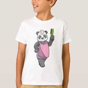 Camiseta Panda como cabeleireiro com Comb