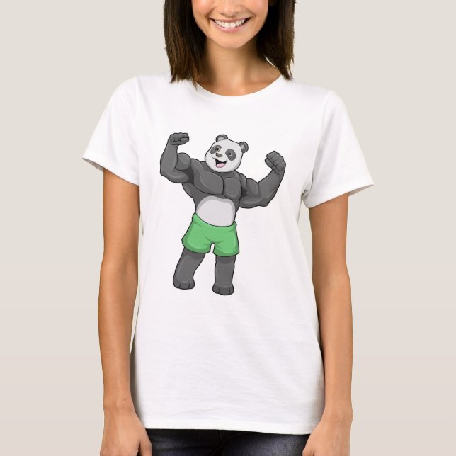 Camiseta Panda como construtor de bases em Bodybuilding (Frente)