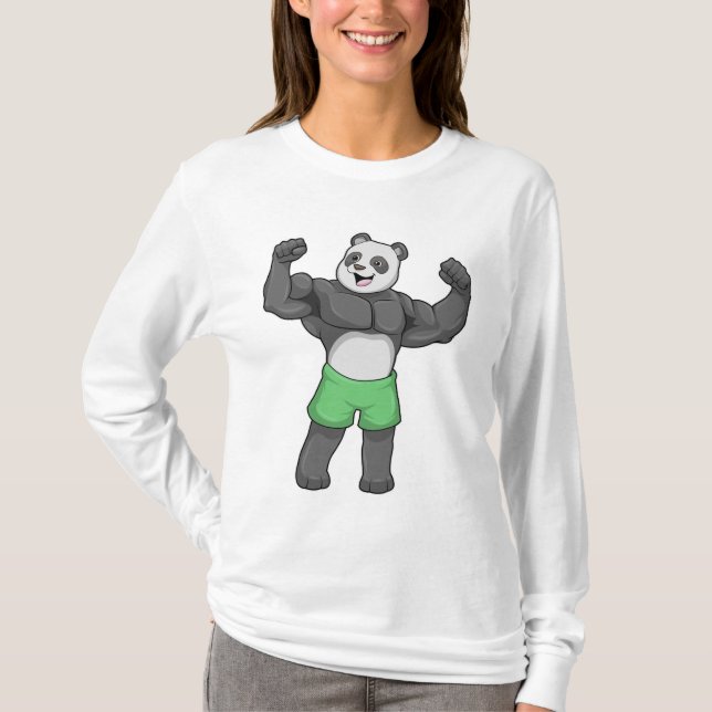 Camiseta Panda como construtor de bases em Bodybuilding (Frente)