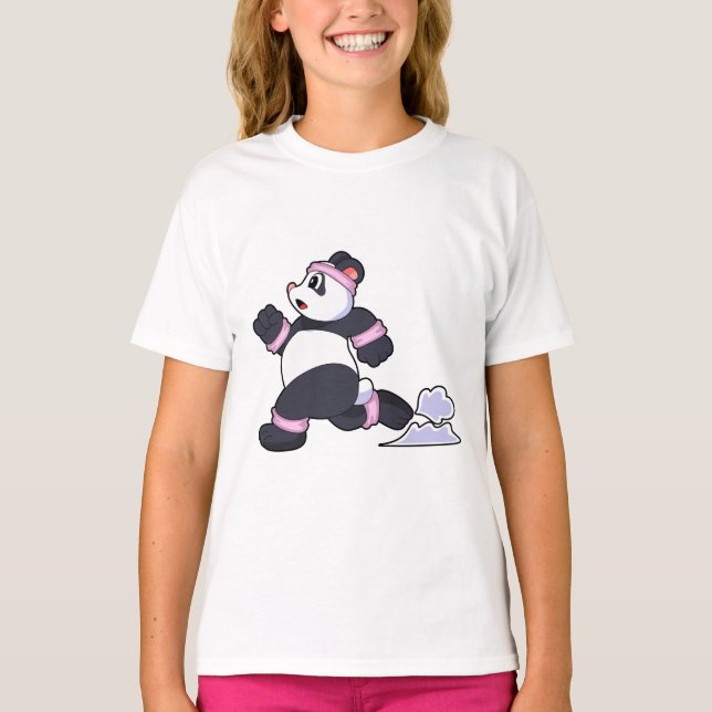 Camiseta Panda como corredor na corrida (Frente)