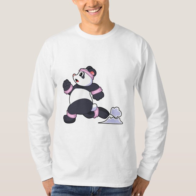 Camiseta Panda como corredor na corrida (Frente)