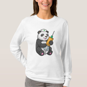 Camiseta Panda como enfermeira com seringa