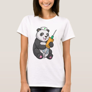 Camiseta Panda como enfermeira com seringa