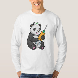 Camiseta Panda como enfermeira com seringa