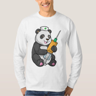 Camiseta Panda como enfermeira com seringa