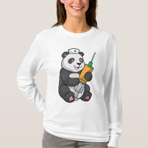Camiseta Panda como enfermeira com seringa