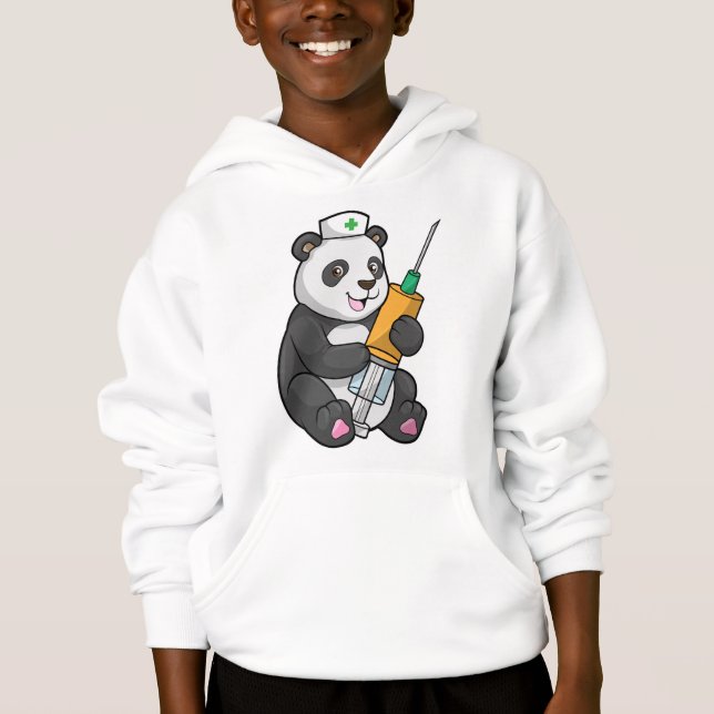 Camiseta Panda como enfermeira com seringa (Frente)