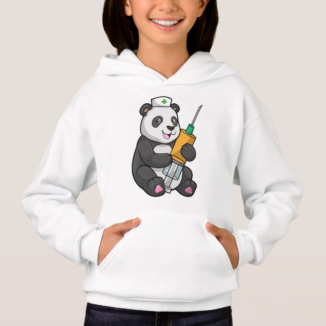 Camiseta Panda como enfermeira com seringa (Frente)