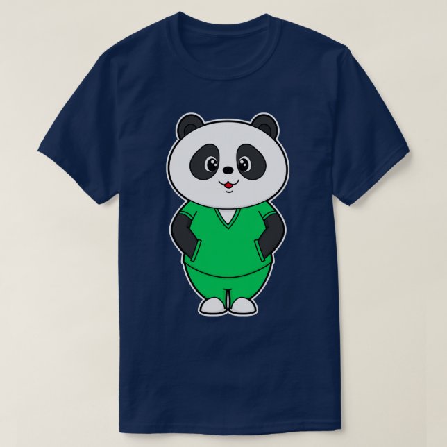 Camiseta Panda como enfermeira com Smock (Frente do Design)