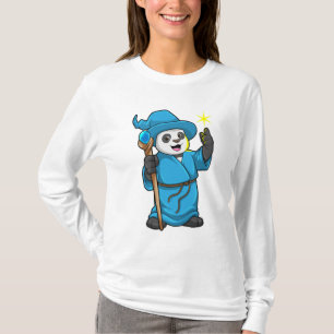 Camiseta Panda como Feiticeiro com varinha mágica