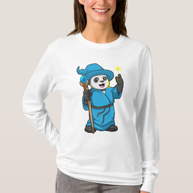 Camiseta Panda como Feiticeiro com varinha mágica (Frente)