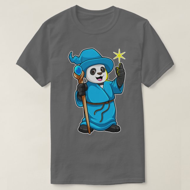 Camiseta Panda como Feiticeiro com varinha mágica (Frente do Design)