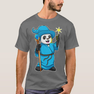 Camiseta Panda como Feiticeiro com varinha mágica