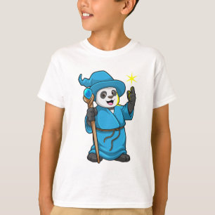 Camiseta Panda como Feiticeiro com varinha mágica