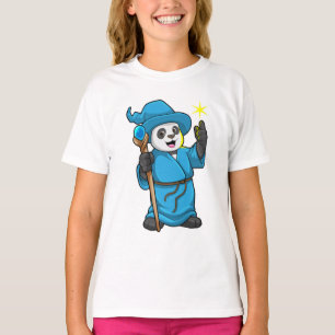 Camiseta Panda como Feiticeiro com varinha mágica