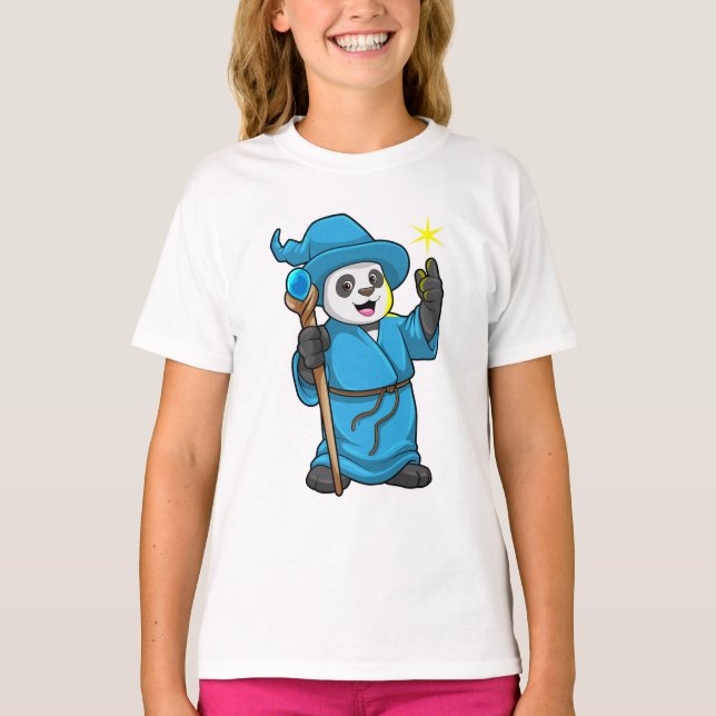 Camiseta Panda como Feiticeiro com varinha mágica (Frente)