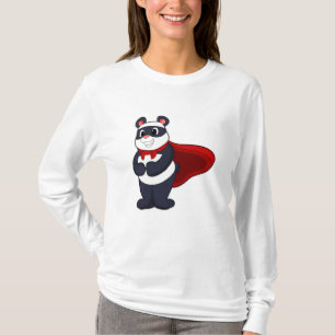 Camiseta Panda como Herói com Máscara e Cabo