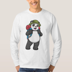 Camiseta Panda como Hiker com mochila