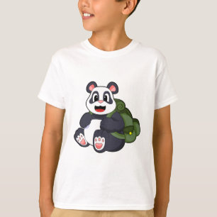 Camiseta Panda como Hiker com mochila