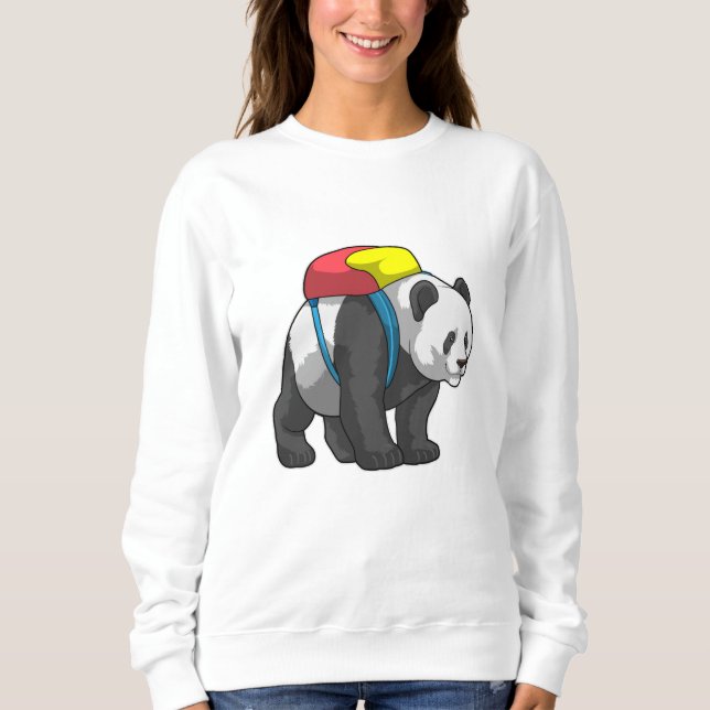 Camiseta Panda como Hiker com mochila (Frente)