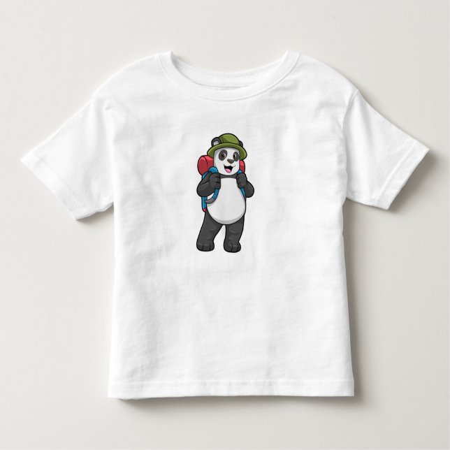 Camiseta Panda como Hiker com mochila (Frente)