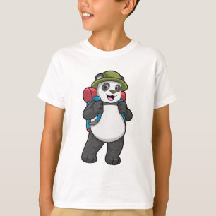 Camiseta Panda como Hiker com mochila