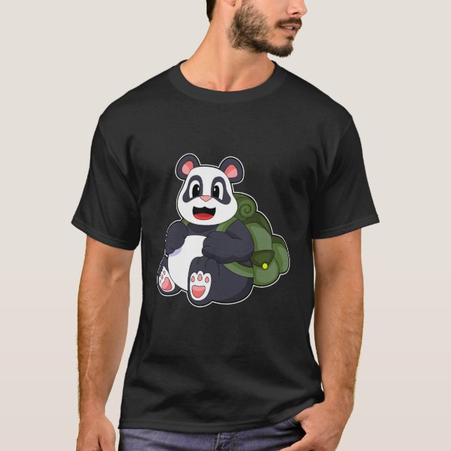 Camiseta Panda como Hiker com mochila (Frente)