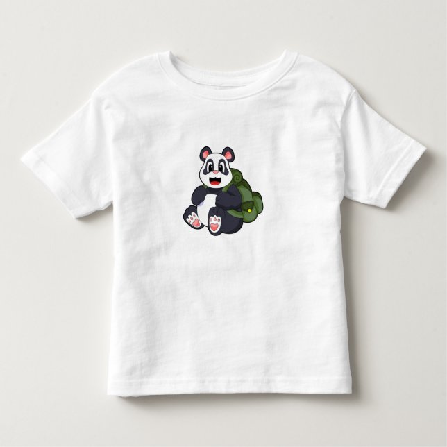 Camiseta Panda como Hiker com mochila (Frente)