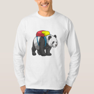 Camiseta Panda como Hiker com mochila