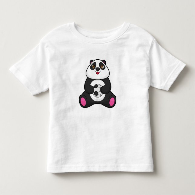 Camiseta Panda como jogador de futebol com bola de futebol (Frente)