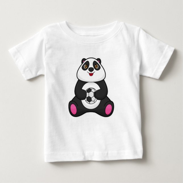Camiseta Panda como jogador de futebol com bola de futebol (Frente)