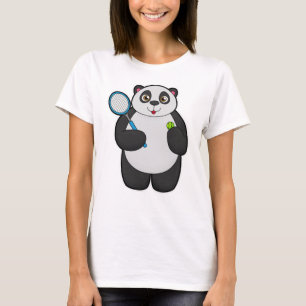 Camiseta Panda como jogador Tênis com raquete Tênis